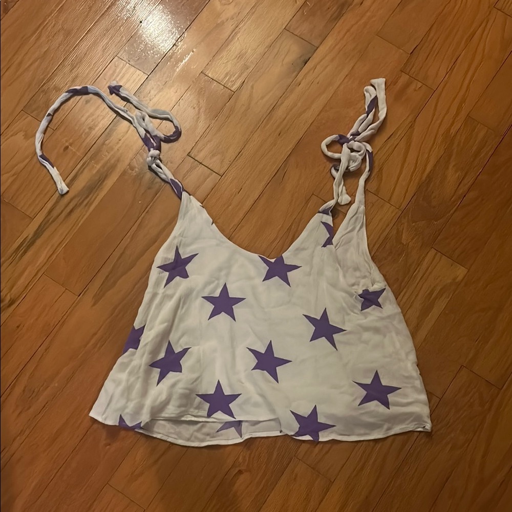 Buddy Love White Camisole with Purple Stars